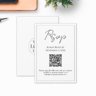 Custom Business Logo Modern Elegant QR Code RSVP Card