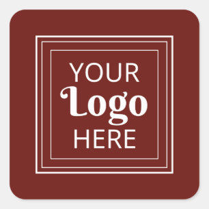 Custom Business Logo Modern Minimalist Burgundy Square Sticker