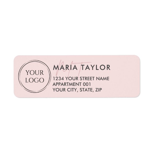 Custom Business Logo Modern Monogram Blush Pink  (Front)