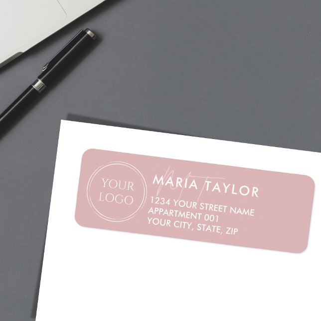 Custom Business Logo Modern Monogram Blush Pink  (modern logo blush pink)