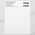 Custom Business Logo Modern Office Letterhead<br><div class="desc">Custom Colour and Font - Simple Personalized Your Business Office Letterhead with Your Logo - Add Your Logo - Image / Business Name - Company / Address - Contact Information - Resize and move or remove and add elements / image and text with Customization tool. Choose your text / element...</div>