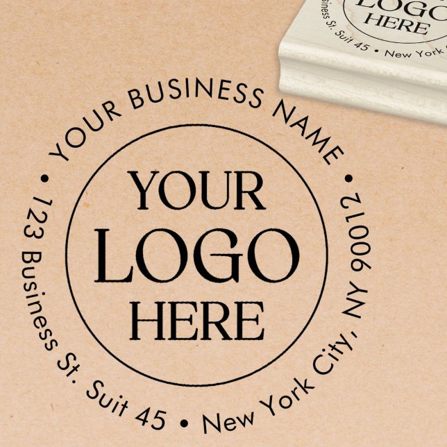 Custom Business Logo Modern Return Address Label Rubber Stamp (Creator Uploaded)