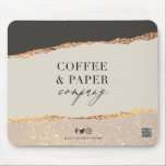 Custom Business Logo Mouse Pad Black Cream Gold<br><div class="desc">Upgrade your workspace with this customizable business mouse pad. Featuring a modern black and cream background with faux gold foil and glitter torn-paper accents, it’s the perfect blend of style and functionality. Personalize with your company name, logo, tagline, social media handle, or QR code for a professional desk accessory that...</div>