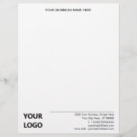 Custom Business Logo Name Addres Letterhead<br><div class="desc">Custom Colours and Font - Your Business Office Letterhead with Logo - Add Your Logo - Image / Business Name - Company / Address - Contact Information - Resize and move or remove and add elements / image with Customization tool. Choose font / size / colour ! Good Luck -...</div>