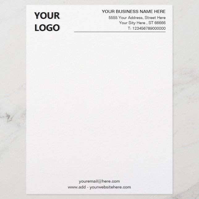 Custom Business Logo Name Address Info Letterhead (Front)