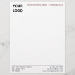 Custom Business Logo Name Address Letterhead<br><div class="desc">Choose Colours and Fonts - Simple Personalized Modern Design Your Business Office Letterhead with Logo - Add Your Logo - Image / Address and Contact Information / Name - Company or Slogan - Tagline / more - Resize and move or remove and add elements - image / text with Customization...</div>