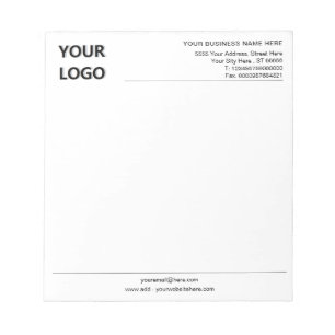 Custom Business Logo Name Contact Info Notepad