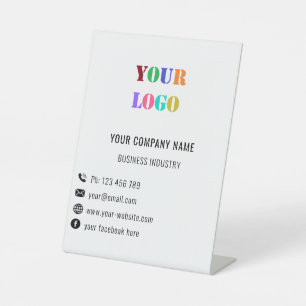 Custom Business Logo Name Contact Info Promotional Pedestal Sign
