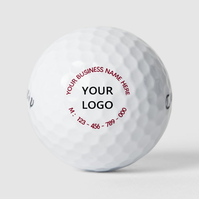 Custom Business Logo Name Info Personalized Modern Golf Balls (Front)