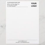 Custom Business Logo Name Information Letterhead<br><div class="desc">Your Colour and Font - Simple Personalized Black White Business Office Letterhead with Your Logo - Add Your Logo - Image / Business Name - Company / Address - Contact Information - Resize and move or remove and add elements / image and text with customization tool. Choose your text /...</div>