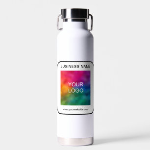 Custom Business Logo Name Url QR Code Elegant Water Bottle