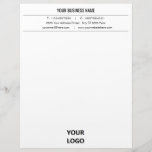 Custom Business Logo Office Letterhead - Company<br><div class="desc">Your Colour and Font - Custom Simple Black and White Business Office Letterhead with Logo - Add Your Logo - Image / Business Name - Company / Address - Contact Information - Resize and move or remove and add elements / image with customization tool. Good Luck - Be Happy :)...</div>
