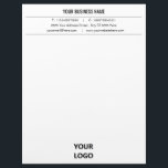 Custom Business Logo Office Letterhead - Company<br><div class="desc">Your Colour and Font - Custom Simple Black and White Business Office Letterhead with Logo - Add Your Logo - Image / Business Name - Company / Address - Contact Information - Resize and move or remove and add elements / image with customization tool. Good Luck - Be Happy :)...</div>