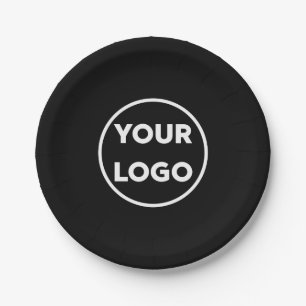 Custom Business Logo on Black Company Event Paper Plate