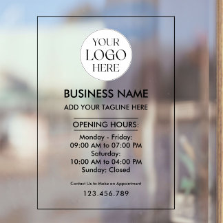 Custom Business Logo Opening Hour Professional Window Cling