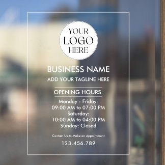 Custom Business Logo Opening Hour Professional Window Cling
