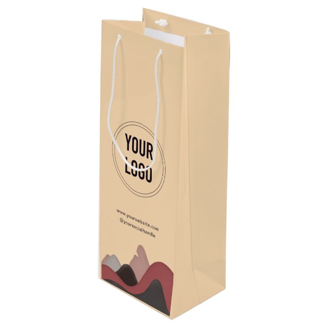 Custom Business Logo Paper Wine Bag No Minimum (Front Angled)