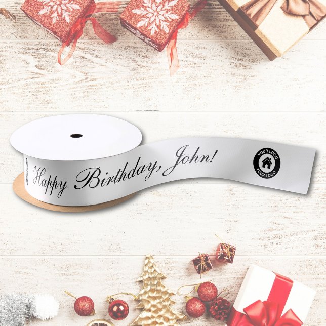 Custom Business Logo Pattern And Text Satin Ribbon (Creator Uploaded)