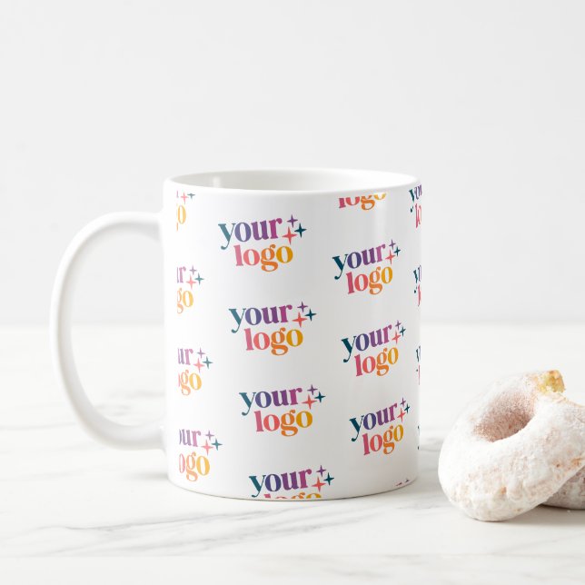 Custom Business Logo Pattern Employee Mug (With Donut)