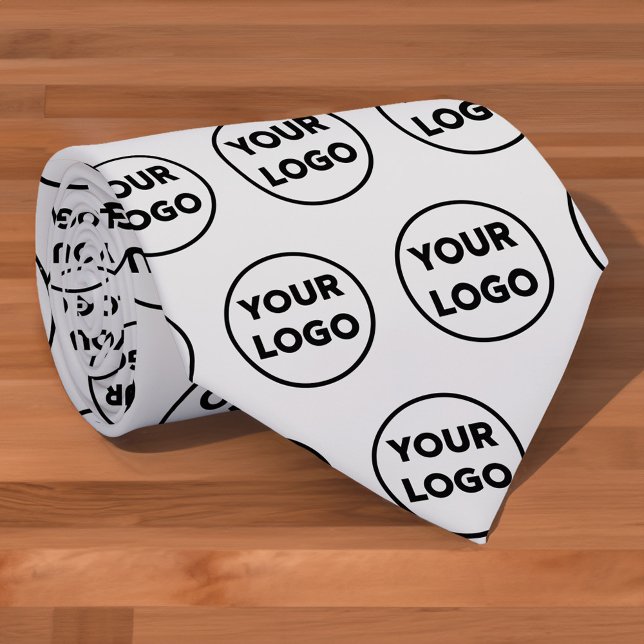 Custom Business Logo Pattern on Gray Tie (Custom Business Logo Pattern on Gray Neck Tie)