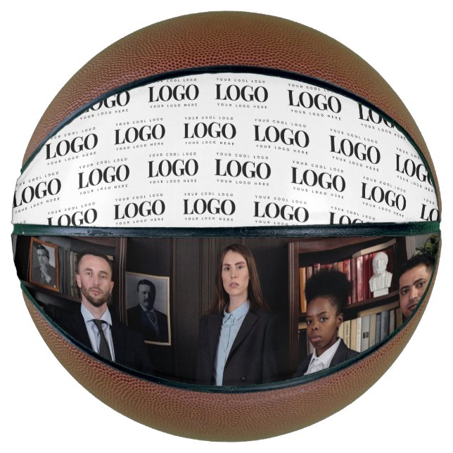 Custom Business Logo Pattern & Photo Personalized Basketball (Front)