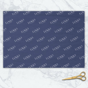 Custom Business Logo Pattern Promotional Navy Tissue Paper