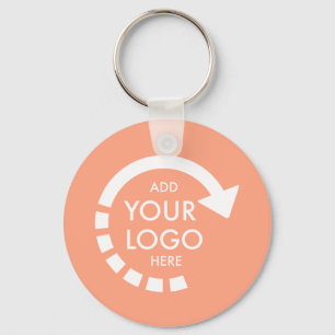 Custom Business Logo Peachy Coral Keychain