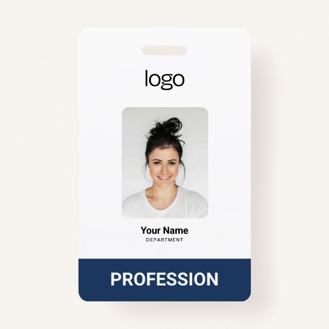 Custom Business Logo, Photo, Bar Qr Code Badge (Front)