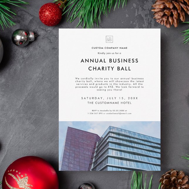 Custom Business Logo Photo Charity Event Party Invitation (Creator Uploaded)