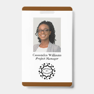 Custom Business Logo & Photo Employee Burnt Orange Badge