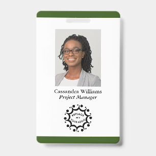 Custom Business Logo & Photo Employee Forest Green Badge