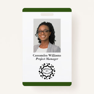 Custom Business Logo & Photo Employee Forest Green Badge