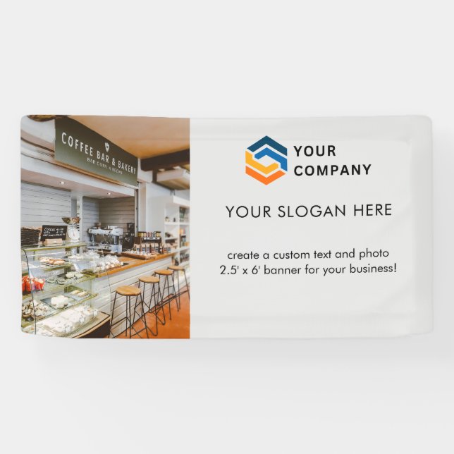Custom Business Logo Photo Grey Banner (Horizontal)