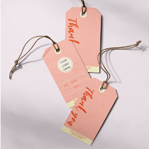 Custom Business Logo Price Clothing Pink Display Gift Tags