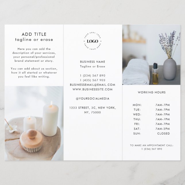 Custom Business Logo & Price List Trifold Brochure (Front)