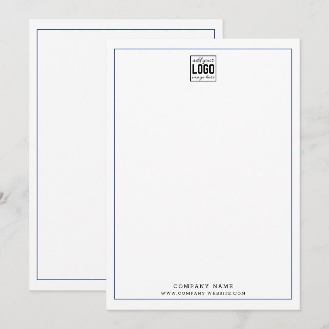 Custom Business Logo Professional Blue Border Card (Front/Back)
