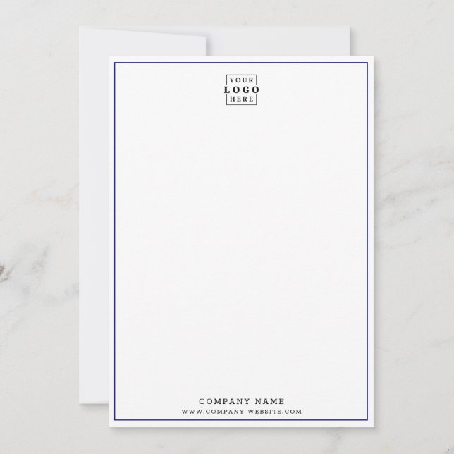 Custom Business Logo Professional Blue Border  Card (Front)