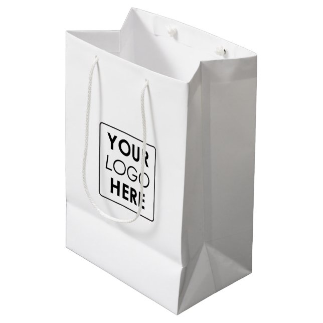 Custom Business Logo Professional Medium Gift Bag (Front Angled)