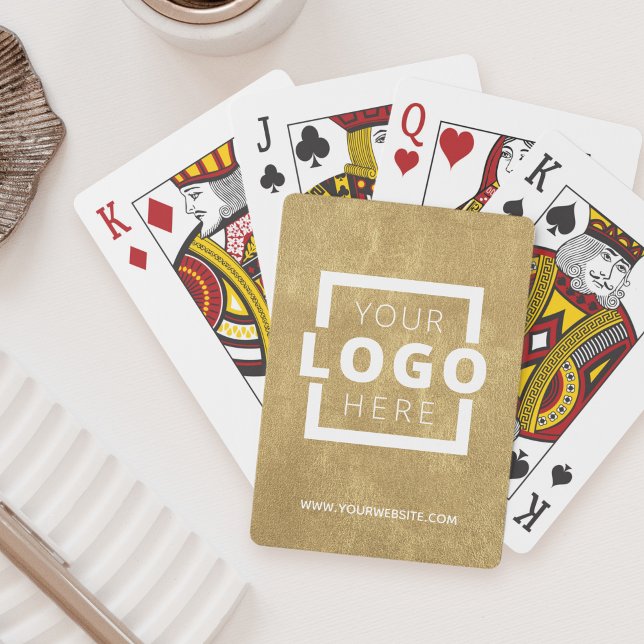 Custom Business Logo Promotion Branded White Gold Playing Cards (Creator Uploaded)