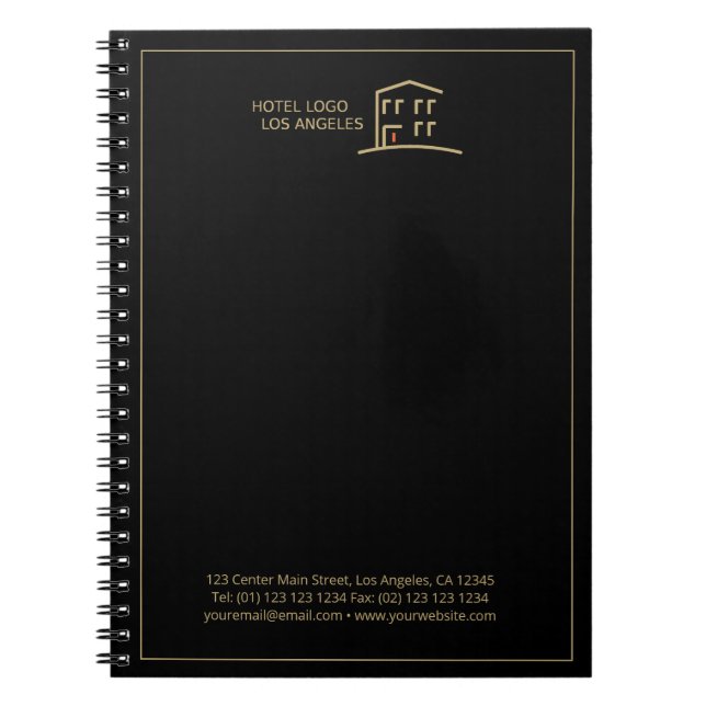 Custom Business Logo Promotional Black Notebook (Front)