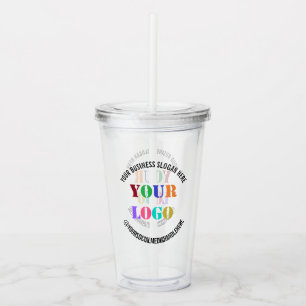 Custom Business Logo Promotional Social Media Name Acrylic Tumbler