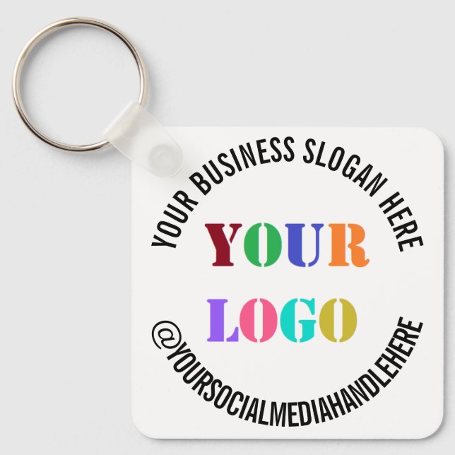 Custom Business Logo Promotional Social Media Name Keychain (Front)