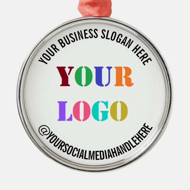 Custom Business Logo Promotional Social Media Name Metal Ornament (Front)