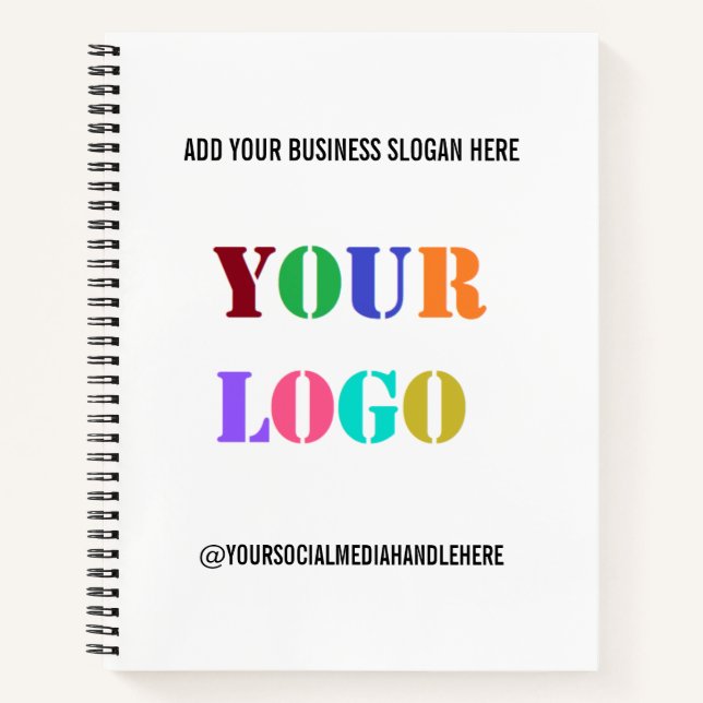 Custom Business Logo Promotional Social Media Name Notebook (Front)