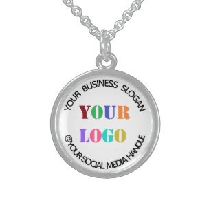 Custom Business Logo Promotional Social Media Name Sterling Silver Necklace