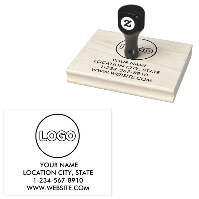 Custom Business Logo Qr Code & Address Rubber Stamp (Stamped)