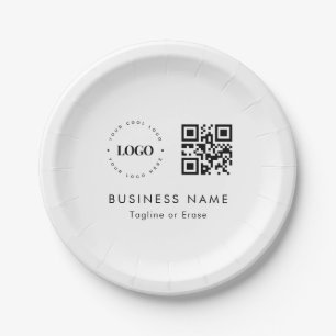Custom Business Logo QR Code Company Party Event   Paper Plate