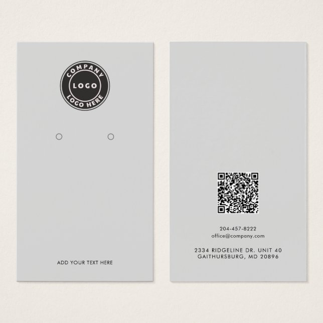 Custom Business Logo QR Code Earrings Display Card (Front & Back)