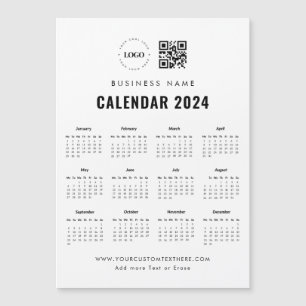 Custom Business Logo QR Code Magnet 2024 Calendar