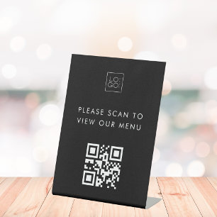 Custom Business Logo & QR Code Menu Contactless Pedestal Sign